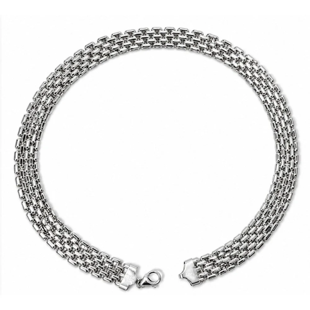 925 Sterling Marked Italy Hollow Link Vintage Necklace Beautiful!